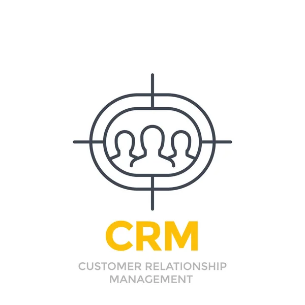 CRM, icono de línea de gestión de relaciones con el cliente — Vector de stock
