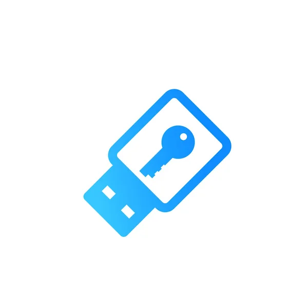 USB stick εικονίδιο κλειδιού ασφαλείας σε λευκό — Διανυσματικό Αρχείο
