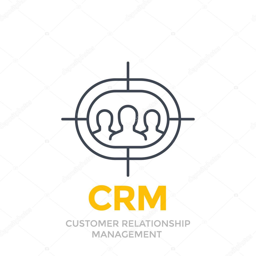 CRM, customer relationship management line icon on white, eps 10 file, easy to edit