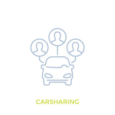 Carsharing vektör simgesi beyaz, doğrusal stili