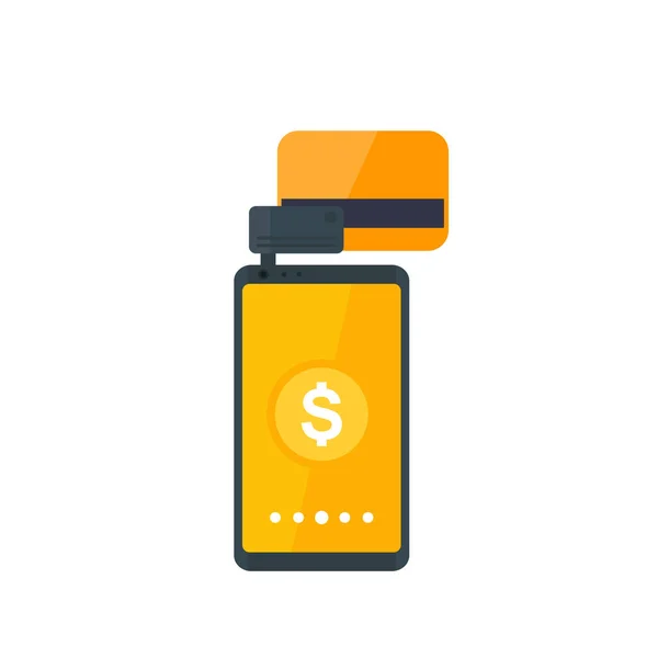 Terminal mobile, payer avec carte et smartphone — Image vectorielle