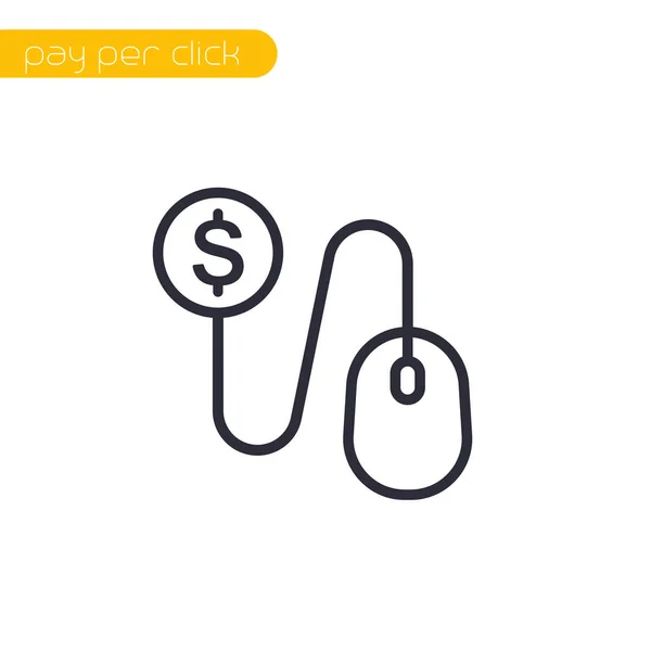 Payer par icône de clic avec la souris et la pièce, linéaire — Image vectorielle