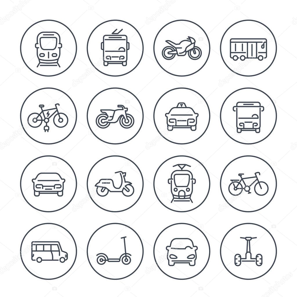 City transport icons set on white
