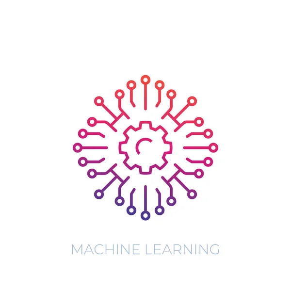 Піктограма машинного навчання, лінійний — стоковий вектор