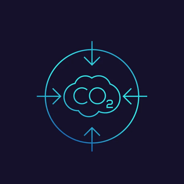 CO2, karbon emisyonları azaltma doğrusal simgesi — Stok Vektör