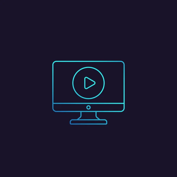 Jouer vidéo vecteur linéaire icône — Image vectorielle