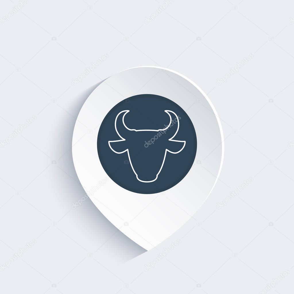 bull head line icon on map pin