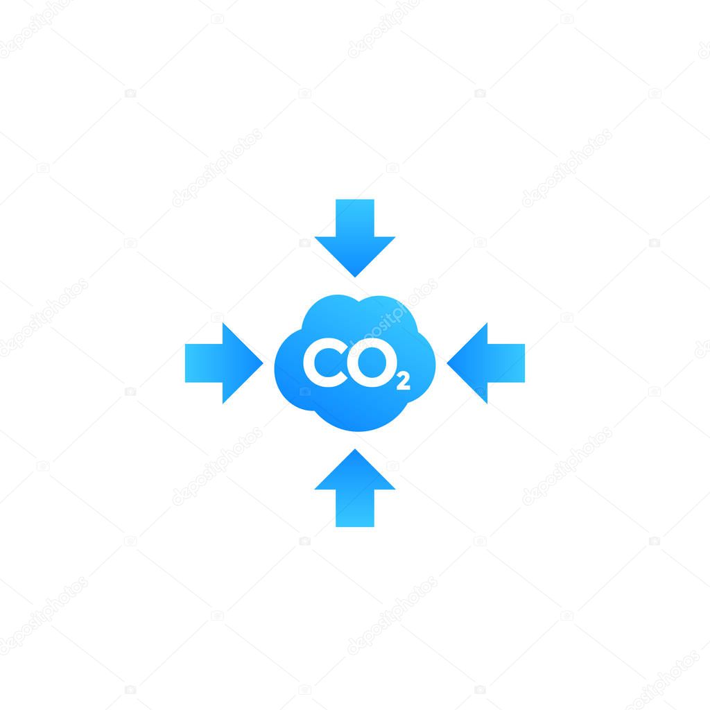 co2, carbon emissions reduction vector icon