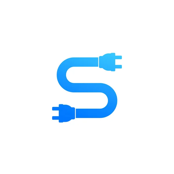 Plugues elétricos, cabo em S logotipo vetor letra — Vetor de Stock
