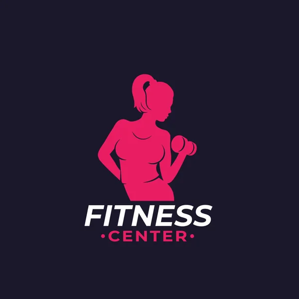 Fitness-Logo mit athletischem Mädchen — Stockvektor