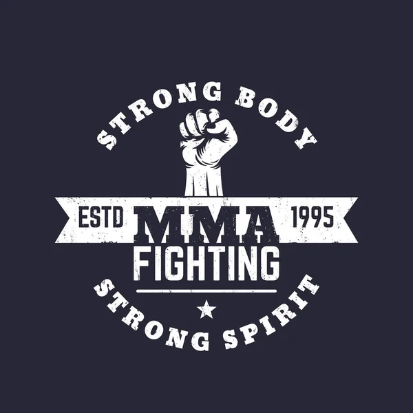 Logo MMA Fighting, emblema vectorial, impresión de camiseta — Vector de stock