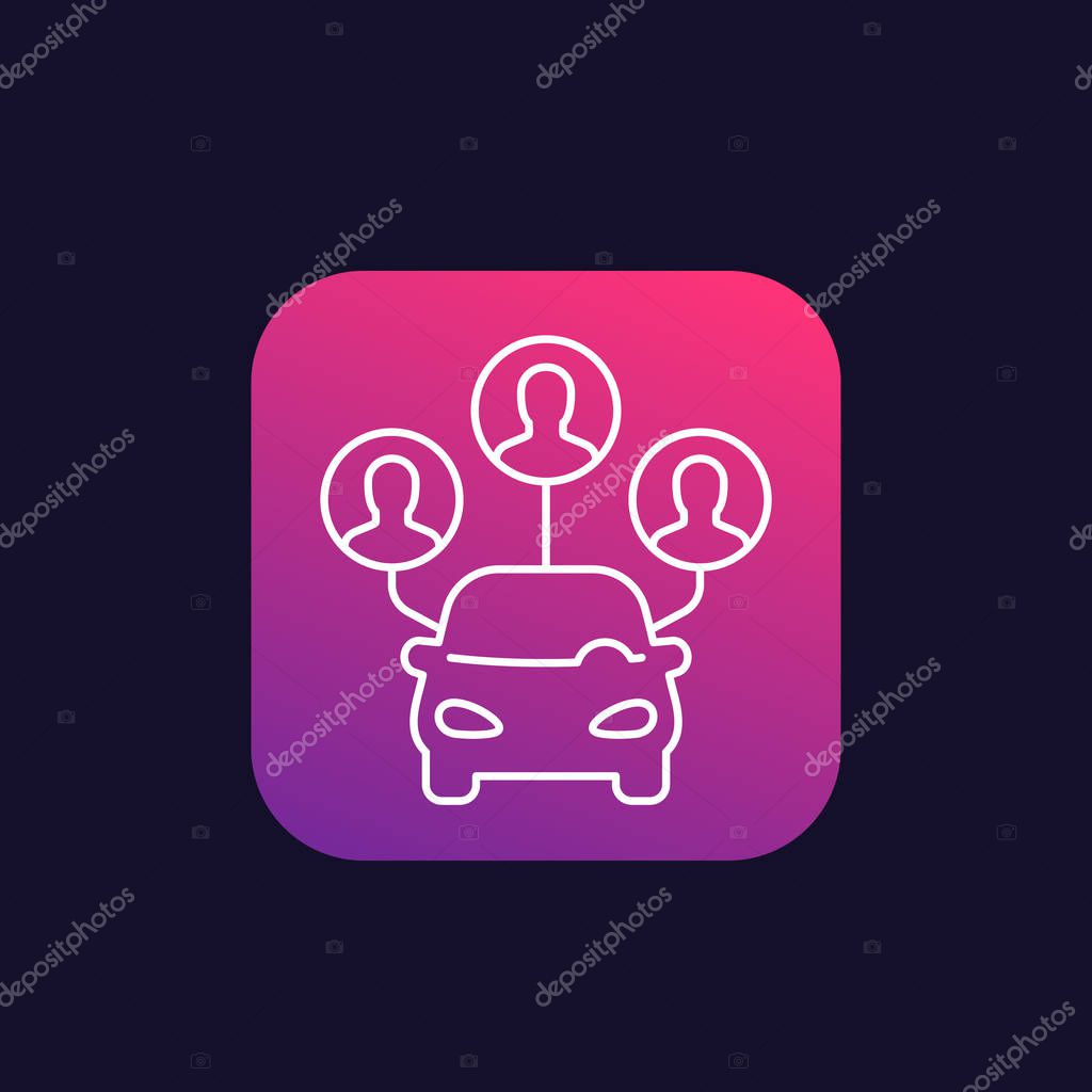 Carsharing service icon, linear, eps 10 file, easy to edit