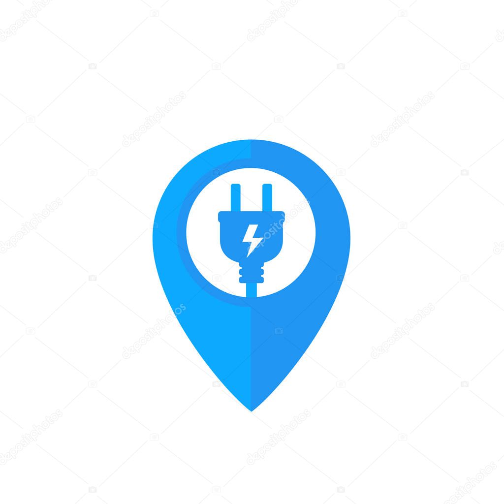 Charging station icon with electric plug, eps 10 file, easy to edit