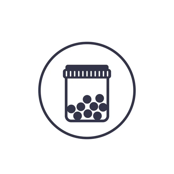 Bottle with pills icon on white — Stock Vector