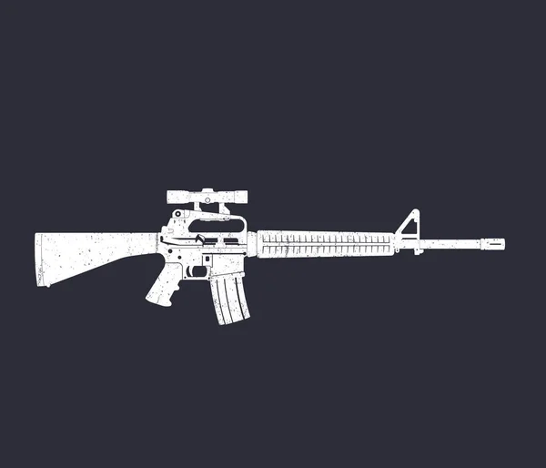 Sturmgewehr, automatische Waffe mit optischem Zielfernrohr — Stockvektor