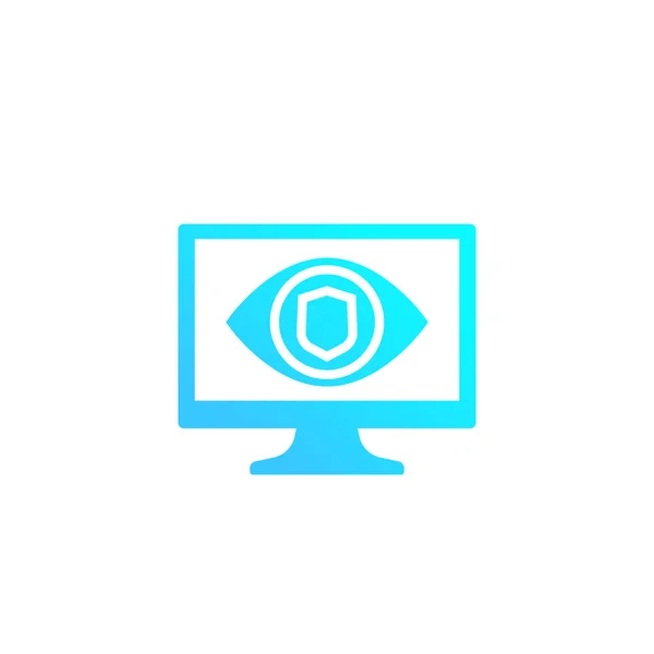 Parental control icon, eye on computer screen — Stock Vector