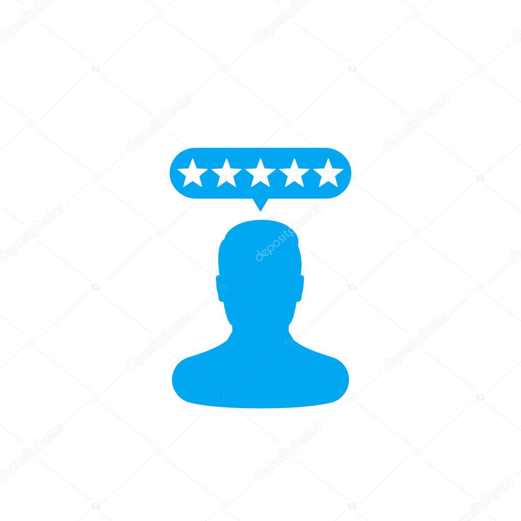 Customer review, rating vector icon on white