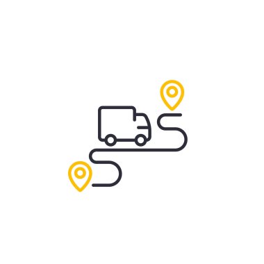 teslimat servisi simgesini, lojistik kavramı, hat sanatı