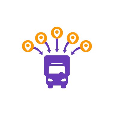 Lojistik simgesi, van ve teslimat noktaları