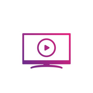 video, Tv Ekran simgesi beyaz oyuncu oynatmak