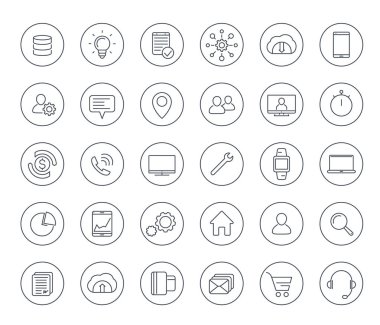 30 iş, ticaret, finans satır Icons set