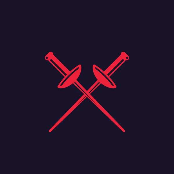 Fäktning svärd ikon, korsade folier — Stock vektor
