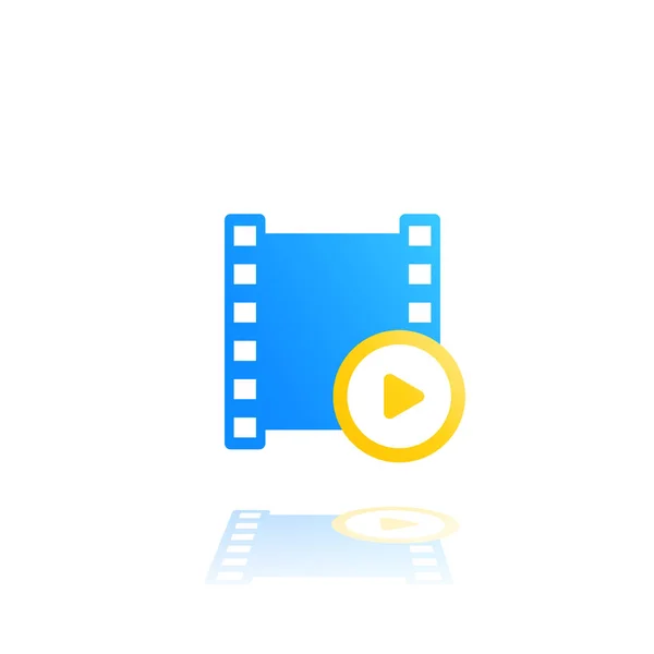 Logotipo do vetor de vídeo com símbolo de jogo e tira de filme —  Vetores de Stock