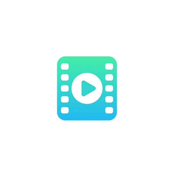 ビデオ アイコン、再生のシンボルとフィルム ストリップのロゴ — ストックベクタ