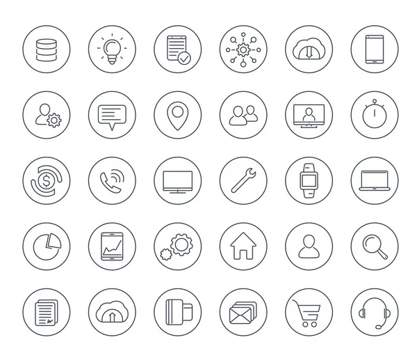 30 Icons für Unternehmen, Handel und Finanzen gesetzt — Stockvektor