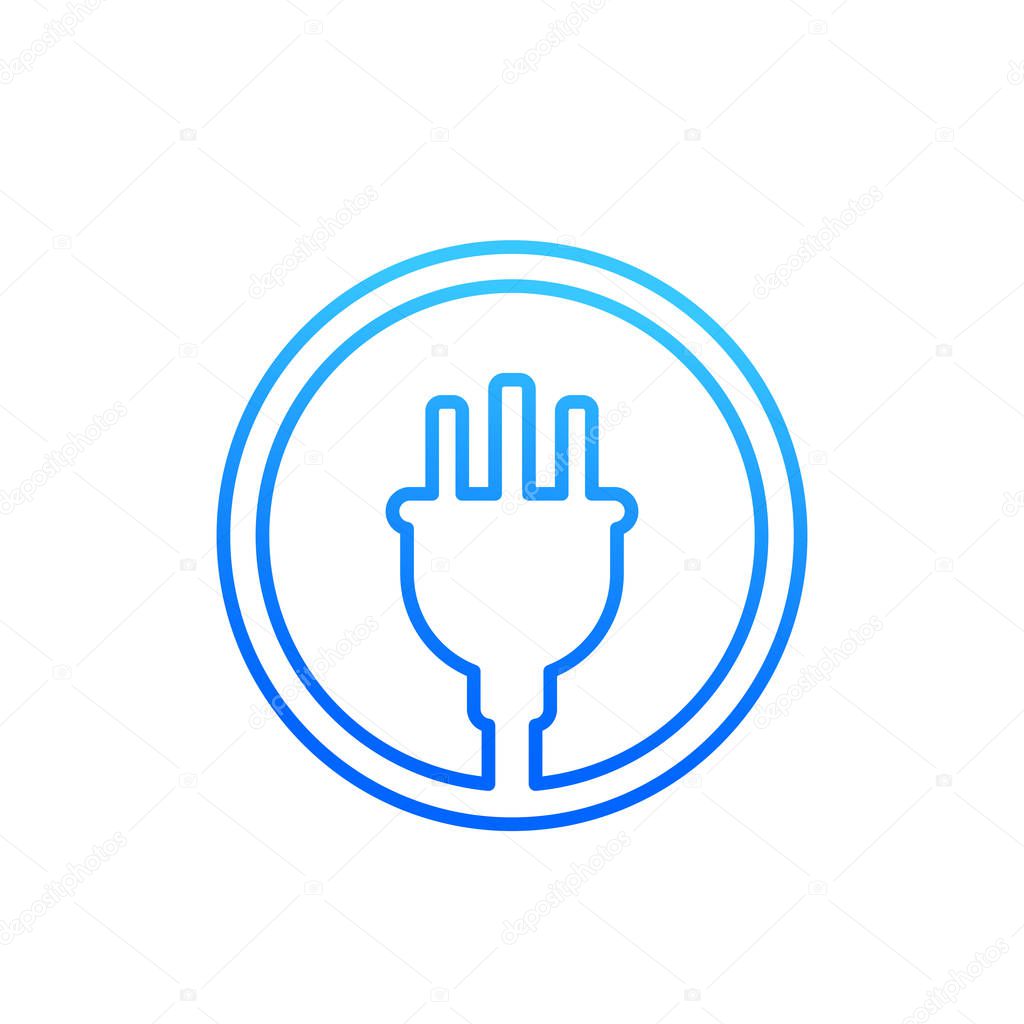 Uk electric plug linear icon on white, eps 10 file, easy to edit