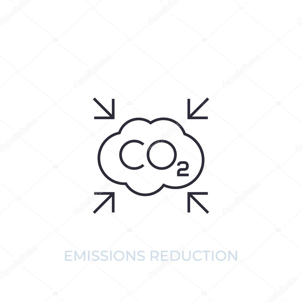 co2, carbon emissions reduction vector line icon