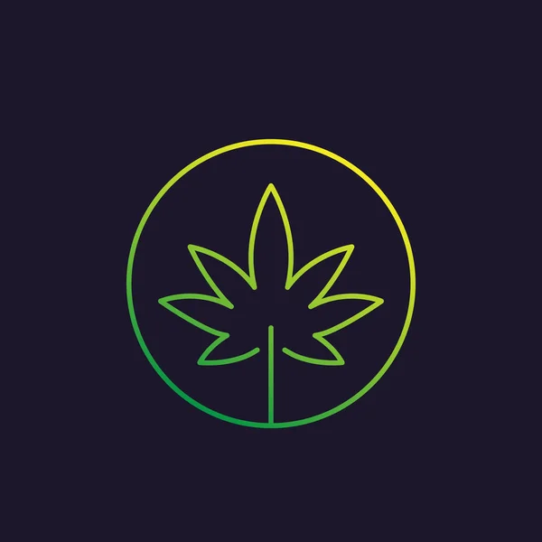 Marijuana blad, cannabis vektor linjär icon — Stock vektor