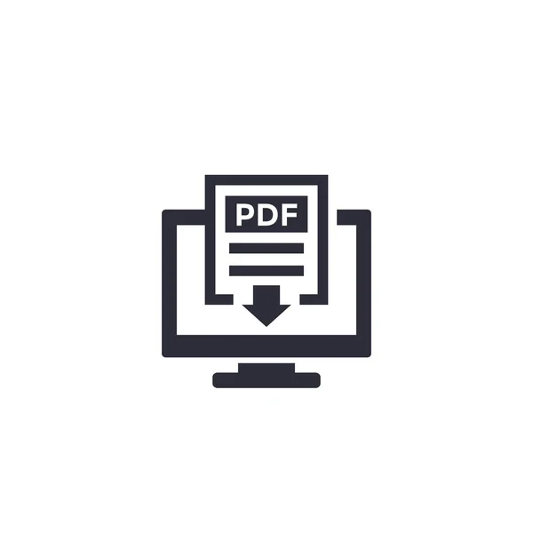 Téléchargement PDF avec icône d'ordinateur — Image vectorielle