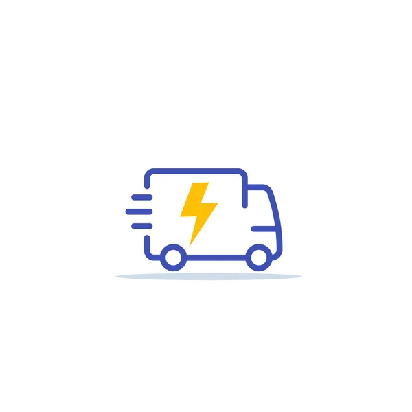 Electric van, delivery cargo truck icon — Stockvector