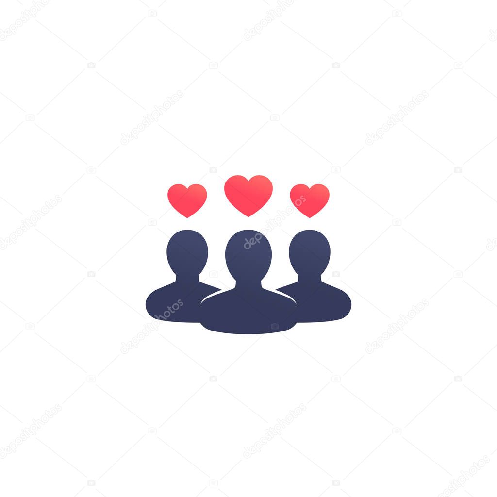 Happy customers, client satisfaction icon on white, eps 10 file, easy to edit