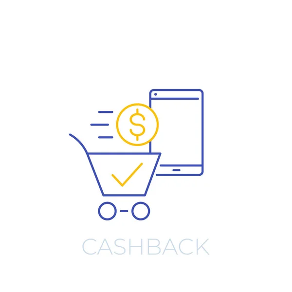 Offre cashback icône de ligne vectorielle — Image vectorielle