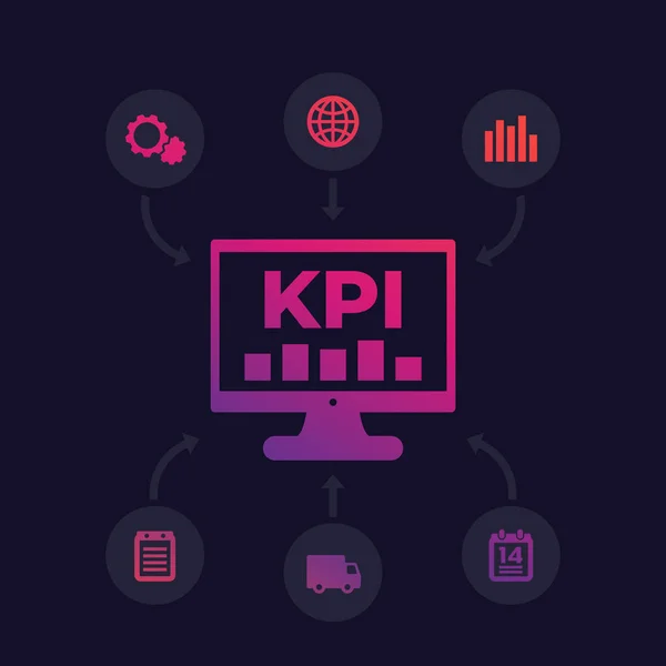 Ilustración vector KPI, Indicador de rendimiento clave — Archivo Imágenes Vectoriales