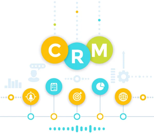 CRM, gestión de relaciones con los clientes, vector — Vector de stock