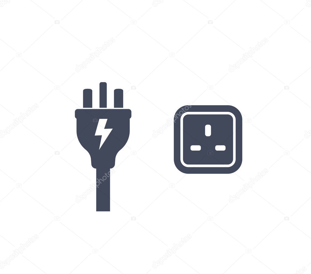 Uk plug and socket icon, eps 10 file, easy to edit