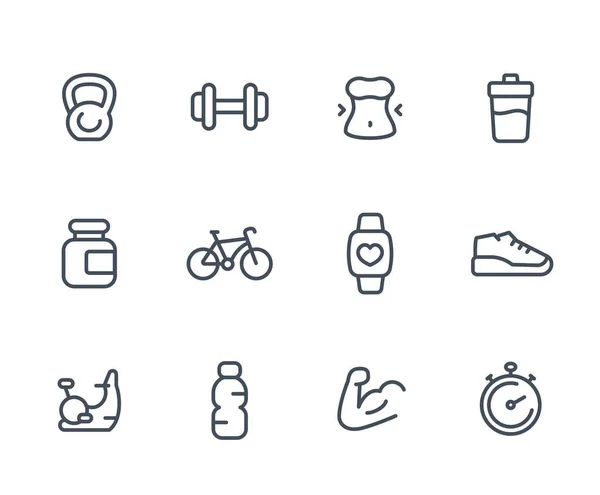 Fitness icons, linear — Stock Vector