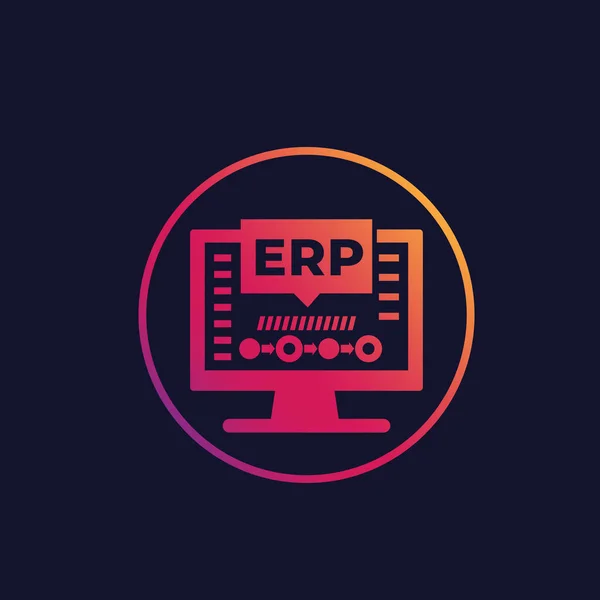 ERP, icône de planification des ressources d'entreprise — Image vectorielle