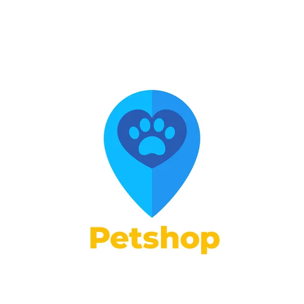 Paw and heart in mark, pet shop vector logo — Stock Vector