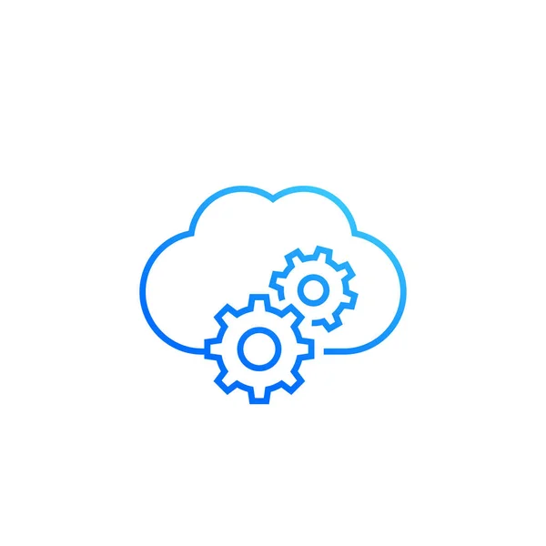 Icône de ligne de paramètres de service Cloud sur blanc — Image vectorielle