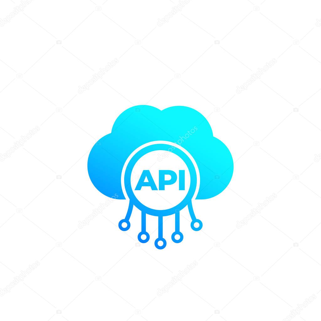 API, application programming interface, cloud software integration icon