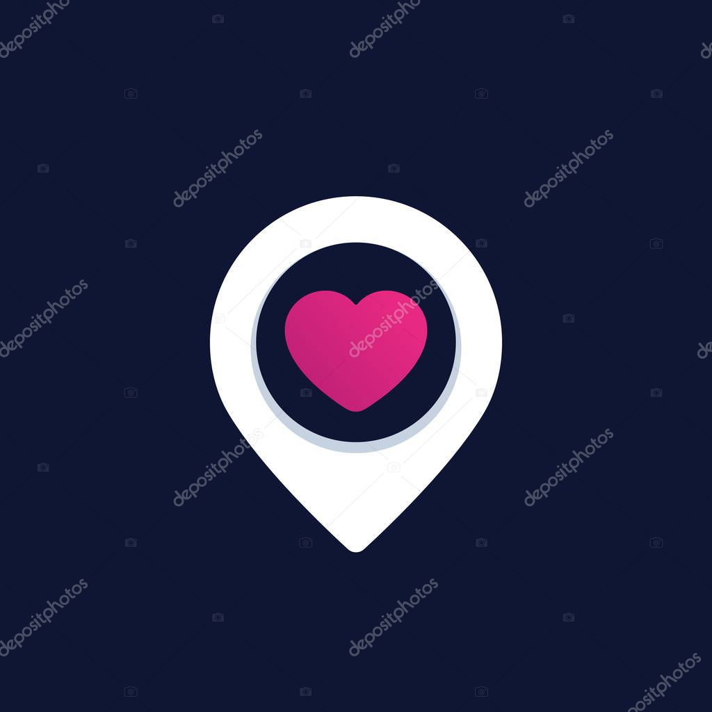 Pinpoint with heart, dating logo, eps 10 file, easy to edit