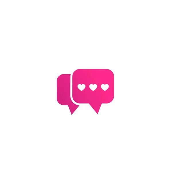 Dating app, love chat logo, vector icon on white — Stock Vector