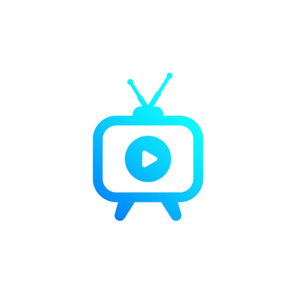 Телевизор с антенной, векторным логотипом — стоковый вектор