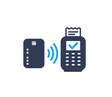 Temassız ödeme, kart ve pos terminal simgesi