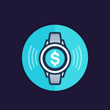 Akıllı saat vektör simgesi ile temassız ödeme