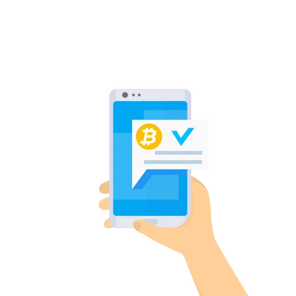 Paiement Bitcoin approuvé, transaction terminée — Image vectorielle